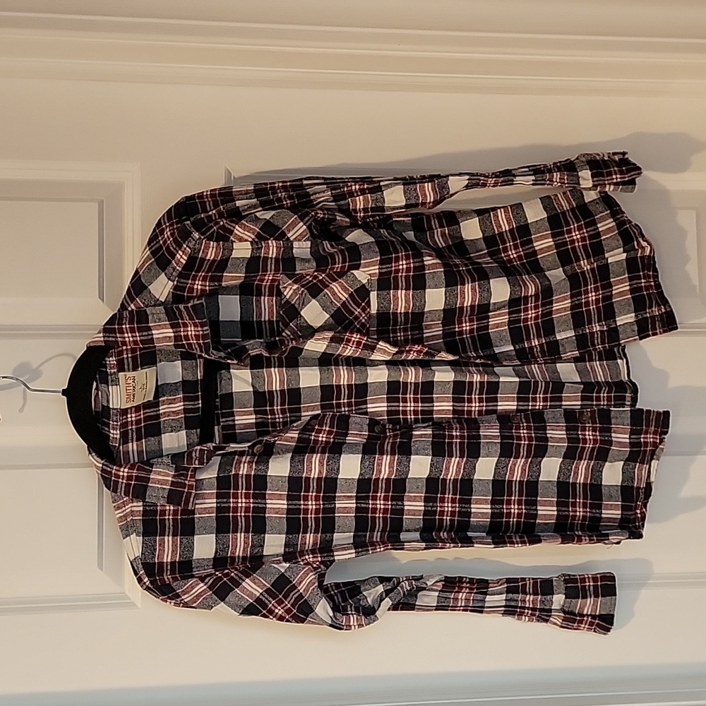 Boys flannel plaid button down shirt